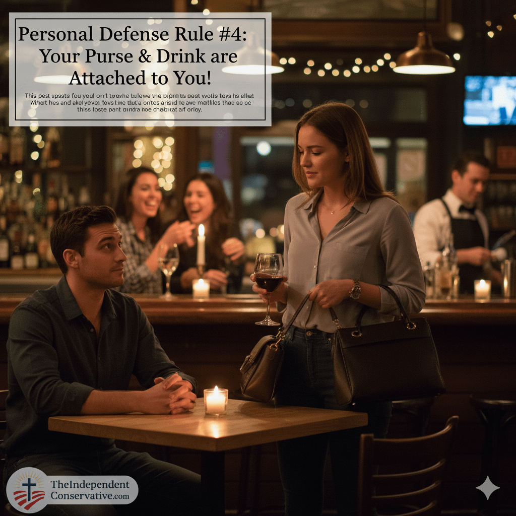 Rule #4 in my top 5 rules for personal defense: Never Lose Site of Your Purse or Drink - TheIndependentConservative.com Rule #4 in my top 5 rules for personal defense: Your Purse & Drink are Attached to You!