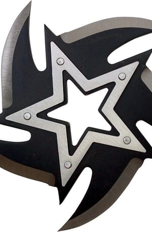 4″ Black 5 Point Stainless Steel Throwing Star with Chrome Star in Middle