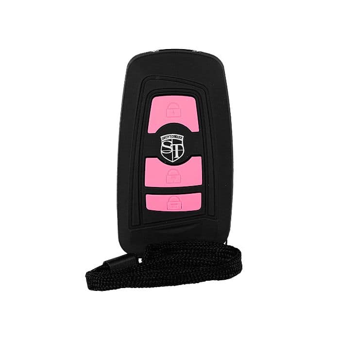 Buy the Triad Keychain Stun Gun - TheIndependentConservative.com Pink Triad keychain stun gun, front view.