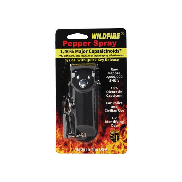 Buy Black Leatherette Wildfire Stream Pepper Spray Keychain for Sale Online - TheIndependentConservative.com Black Leatherette Wildfire Stream Pepper Spray Keychain