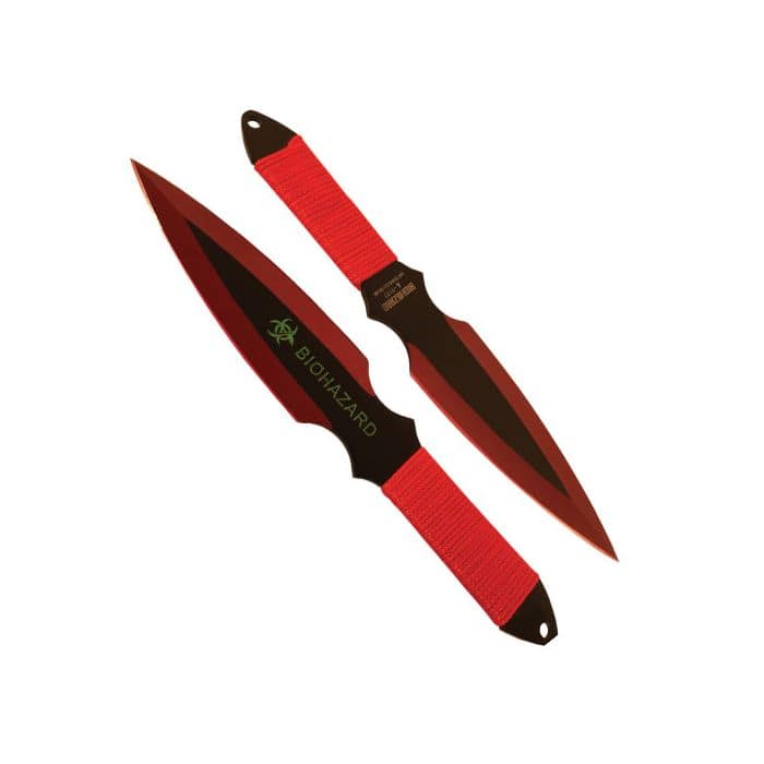 Black/Red BioHazard 2 Piece Throwing Knife Set